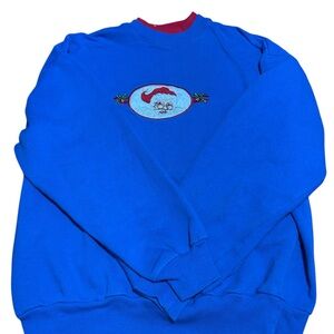 Vintage Blue Santa Sweatershirt Size Large